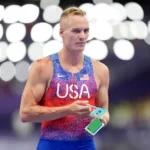 Sam Kendricks after the men's pole vault final -Paris 2024