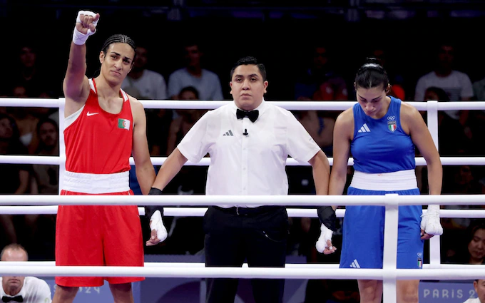 Moment Angela Carini, facing Algerian boxer Imane Khelif, pulls out of the bout after just 46 seconds